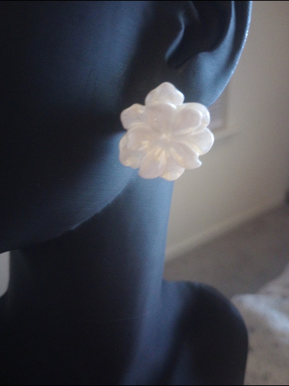 White Acrylic Flower Earrings